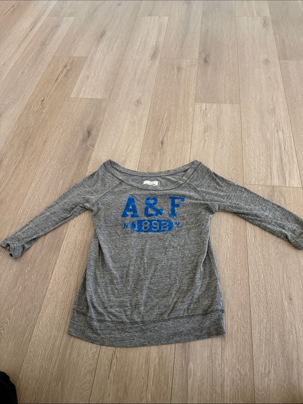 Abercrombie & Fitch Gray Long Sleeve Tee with Blue Logo